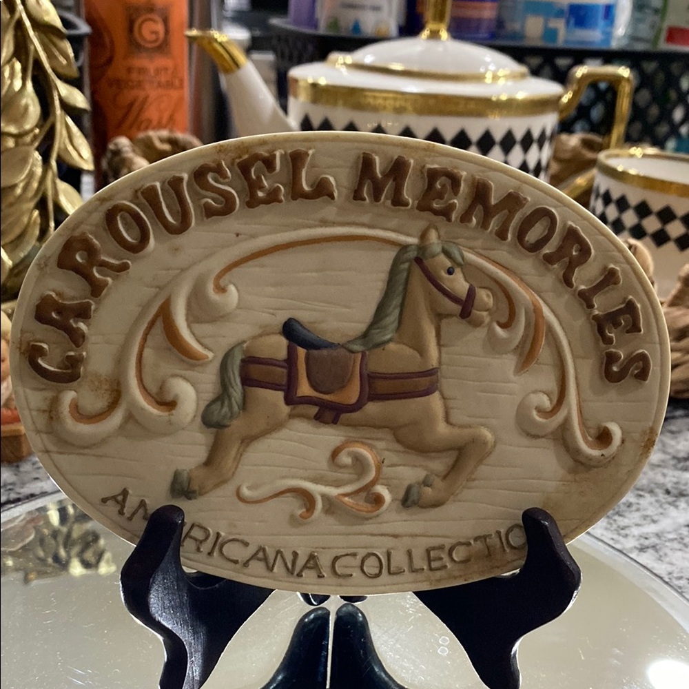 Vintage 1985 Willitts Designs Porcelain Plaque Carousel Memories Counter Display